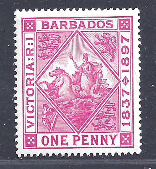 Barbados Stamps 1897 Britannia 1d carmine on blue (SG 127) MLH £40