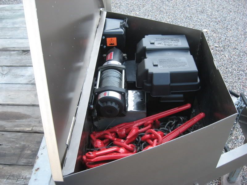 My trailer winch and chain storage