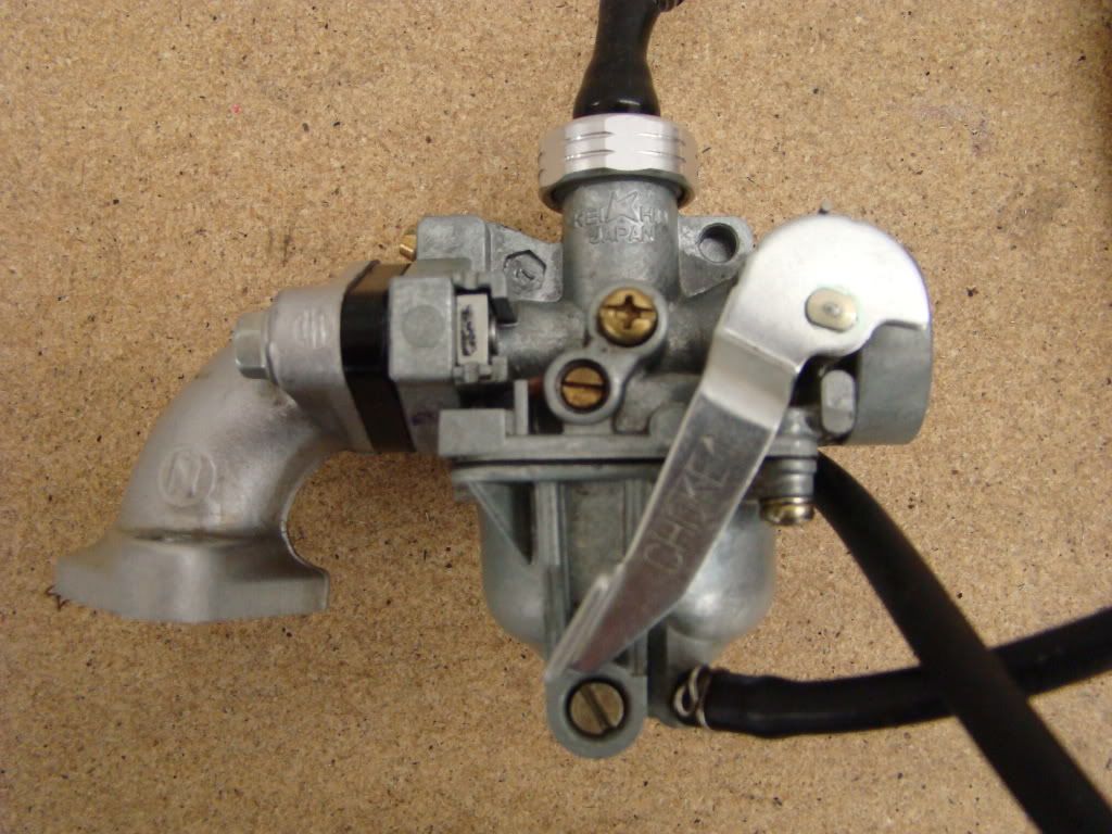 CRF50 carb, k&n filter, and billet throttle tube