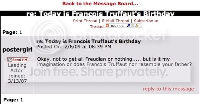 re: Today is Francois Truffaut's Birthday