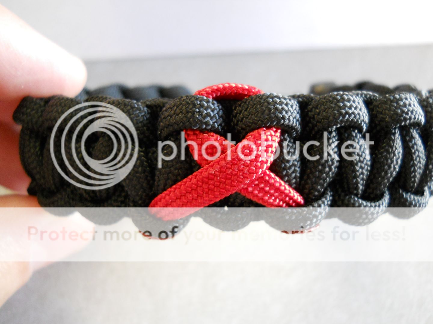 PARACORD BRACELET ~AIDS AWARENESS & SUPPORT~ ((RED RIBBON))  