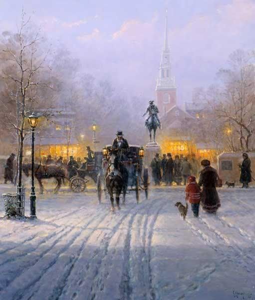 Harvey Winter Evening in Old Boston print 1269/2500  