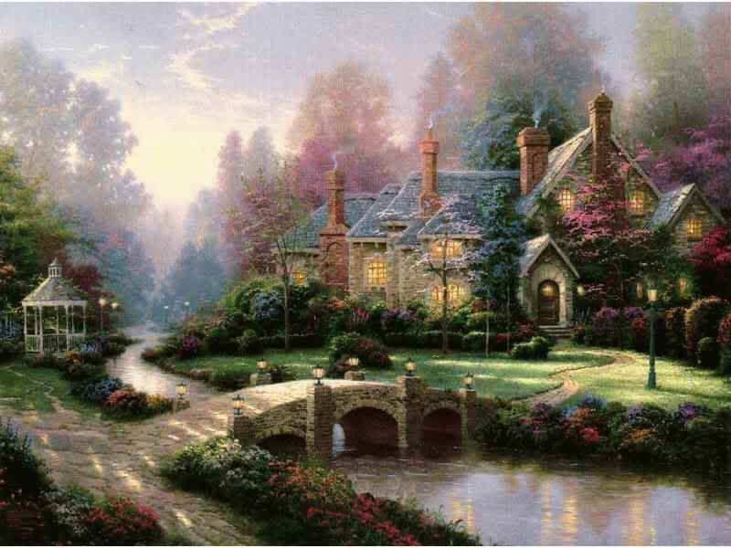 Thomas Kinkade Beyond Spring Gate 1/3450 S/N canvas | eBay