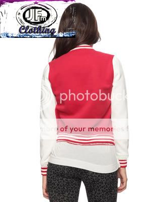 Christmas Gifts Ladies Varsity Letterman Jacket/Sweater Hood RED/White