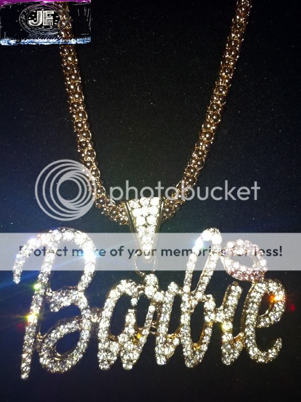 Nicki Minaj 3 BARBIE Iced Out Necklace Gold/Clear  