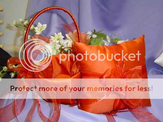 Rust Orange Ring Bearer Pillow Flower Girl Basket SET  