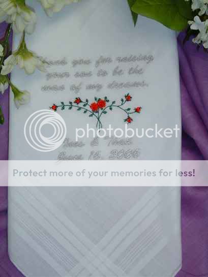 Lovely set of Wedding Handkerchiefs for the mother and father of the 